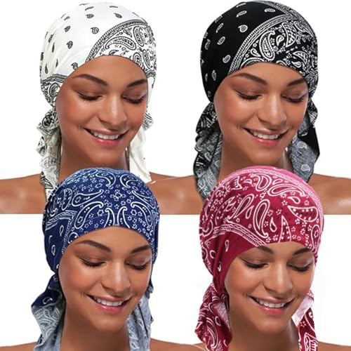 BABAHU Gorro turbante de quimioterapia para mujer, preatado, bandana para la pérdida de cabello, A01., Talla única