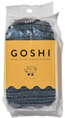 GOSHI Exfoliating Shower Sponge - Rip-Resistant, Rapid-Drying Exfoliating Bath Sponge for All Skin Types - Grey - Made in Japan