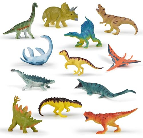 LXONTSG Kinder Dinosaurier Figuren - 12 Stück Kleine Tiere Figuren, Realistische Modelle, Mini Plastik Tierfiguren