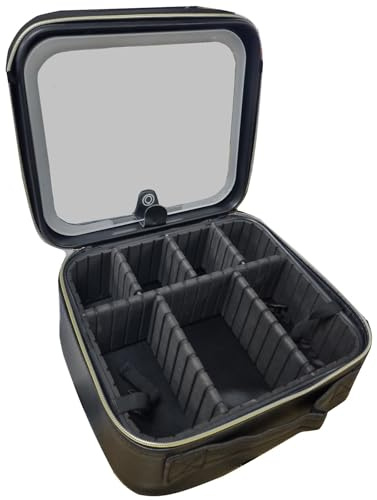 Gr8 Home Black Cosmetic Makeup Vanity Travel Case Portable Make Up Storage Beauty Box Bag Organiser with LED Light Up Mirror