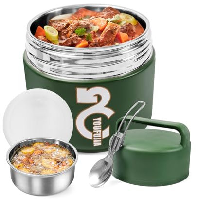 Bixury Thermobehälter für Essen, 1300ml Edelstahl Thermobehälter für Essen Kinder, Thermoschüssel mit Deckel, Warmhaltebehälter aus Edelstahl mit Löffel, Lunchbox Thermo für Suppe, Müsli, Eintopf