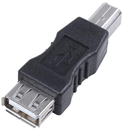Losueeun Adaptador de impresora USB tipo A hembra a tipo B maennlich adaptador negro plata tono