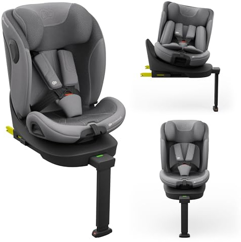 Kinderkraft I-360 2 PRO Seggiolino auto 0-36 kg, I-SIZE 40-150 cm, Seggiolino 360 girevole, con Isofix Base, Reclinabile Posizione sdraiata, Poggiatesta regolabile, Gruppo 0 1 2 3, Grigio