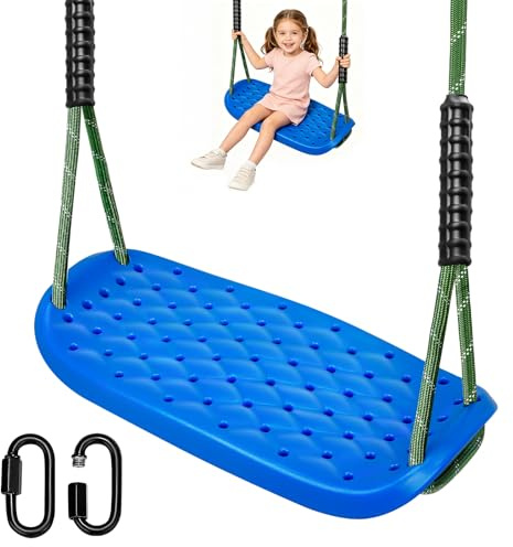 WWFFEN Altalena da Giardino, Set di Sedile per Altalena Antiscivolo con Corda Regolabile e Moschettoni, Altalena per Adulti da Esterno, Set da Gioco per Parco Giochi, Cortile, Giardino, 200kg/Blu