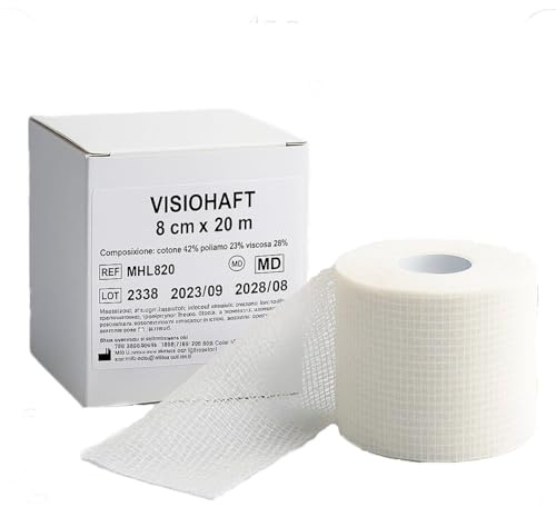 UMBRA MEDICAL ITALY Benda Elastica Coesiva 20 m in Cotone – Autoadesiva Ipoallergenica e Traspirante – Per Fissaggi, Fratture, Garze e Bendaggi – Made in Italy – Diverse Misure (8cmx20m)