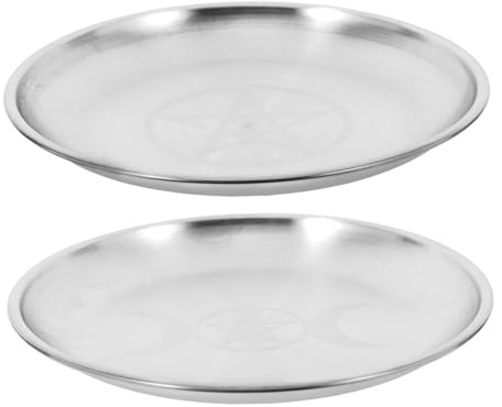 DECORNIJIA 2 Pièces Bol en Fer doré Plateau Pentagramme pour rituel et décoration ésotérique Plateau de Rangement Bijoux et Bougie pour Maison et Bureau