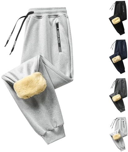 Joggingbyxor herr vinter fleece fodrade träningsbyxor med dragsko och fickor varma bekväma vinterbyxor utomhus sport löparbyxor plysch joggingbyxor byxor sweatpants för män