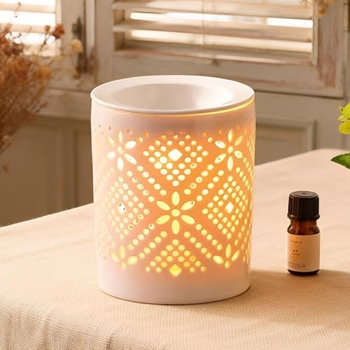 Lampada Profumata Elettrica,10,8×13CM Lampada Aromatica Per Cera Profumata,Bruciatore Di Cera Profumata,Lampada Profumata In Ceramica Per Decorazione Della Casa,Soggiorno,Camera Da Letto,Bagno