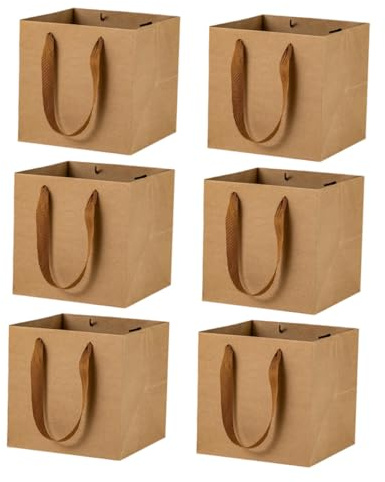 TOYANDONA Sacchetti di Carta Kraft Marrone Quadrati per Imballaggio Torte e Dolci, Grande Capacità Puliti, per Decorazione e Take-packaging, 6 Pezzi