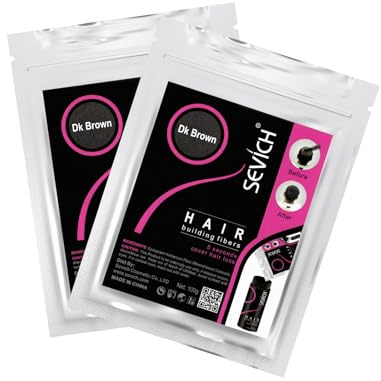 SEVICH 2 paquetes (2 x 100 g) – 100 g de recarga para la pérdida de cabello o cabello más fino, engrosamiento del cabello para hombres y mujeres, color marrón oscuro
