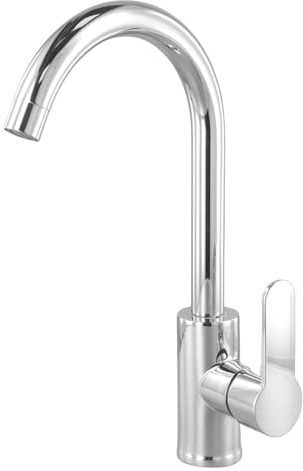 Gettimore Rubinetto miscelatore girevole per lavabo da bagno, lucido, maniglia a leva singola per acqua calda e fredda, corpo in lega di zinco con finitura antigraffio e antiruggine, compatibile con