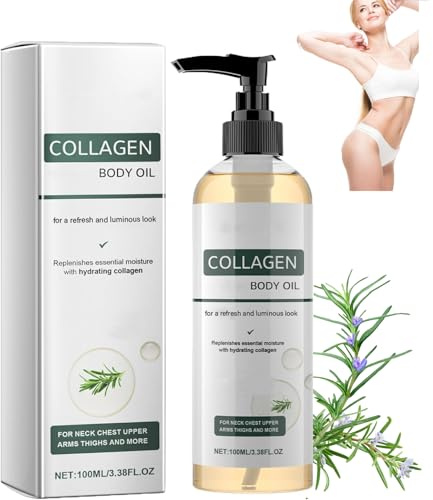 Huile corporelle liftante au collagène,Huile pour le corps, raffermissante au romarin,huile corps hydratante pour peaux relâchées et crêpées,réduit la cellulite,soin nourrissant après la douche (1PC)