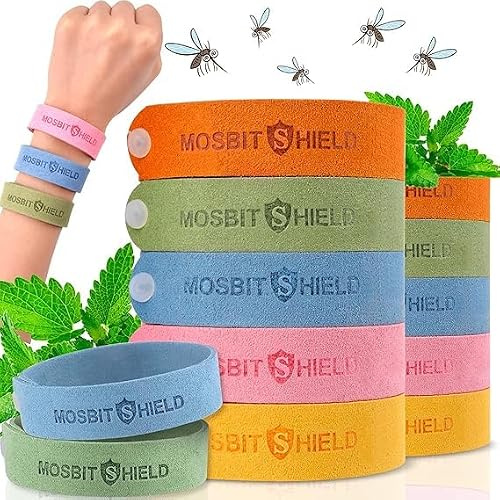 Vibbang 12pz Braccialetti Antizanzare Naturali Non Tossici, Regolabili per Bambini Adulti, Repellenti Zanzare, Uso Interno Esterno Campeggio, 5 Colori