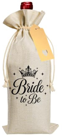 Bliceon Bride to Be Gifts for Women, Bride Wine Bottle Gift Bag with Drawstring and Tag, Beige Bridal Shower Gifts Wine Bags for Wedding, Bridal Shower, Hen Party, Friend, Sister, Colleague - Style 3