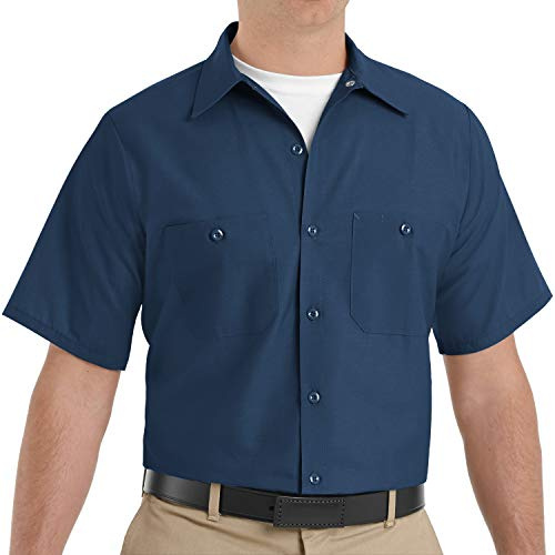 Red Kap Mens Industrial Shirt, Regular Fit, Short Sleeve, Navy, XX-Large US