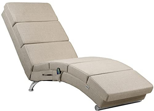 Casaria® Relaxliege XXL Massage Heizfunktion 186x 89x 55 cm Ergonomisch Stoff Gepolstert 180 kg Belastbarkeit Wohnzimmer Chaiselongue Relaxsessel Beige