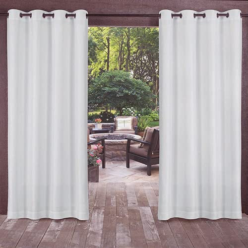ele ELEOPTION Cortinas de Exterior, Resistentes al Agua, Protección UV, Cortina Exterior con Ojales, Cortina Opaca para Jardín, Patio, Balcón, Blanco, 1 Trozo / 132 X 213cm