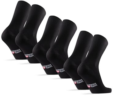 DANISH ENDURANCE Calcetines Diabeticos Hombre, Pie Diabetico, Calcetines Hombre Tobilleros, 3-Pack, Negro, 43-47