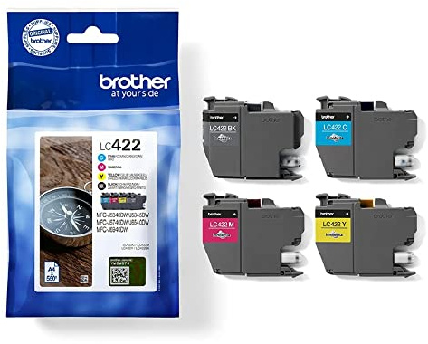 Brother LC-422VAL Black/Cyan/Magenta/Yellow, Multi-Pack, Standard Yield, Includes 4 x Inkjet Cartridges, Genuine Supplies