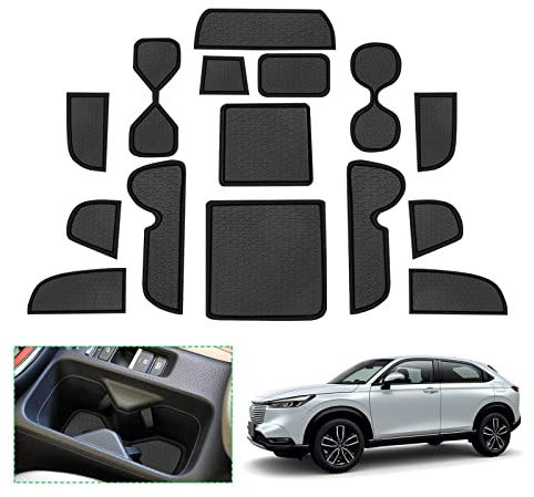 GAFAT Compatibile con Honda HR-V 2022-2024 2025 Tappetini Antiscivolo, HRV 2023 Tappetino in Gomma, Console Centrale, Portabevande Tappetini, Tappetini Cucitura della Porta, HRV Accessori (Nero)