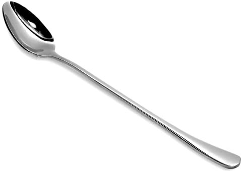 CAMRI Latte Spoons Long Handle – Set of 12 Stainless Steel Teaspoon Ideal for Sundae, Ice Cream, Dessert, Iced Coffee & Tea, Cool & Hot Drinks, Espresso, Silver, Dishwasher Safe 19 cm / 7.5 in