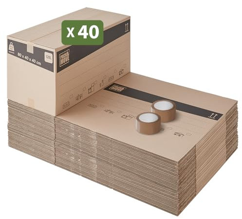 Confezione da 40 scatole per trasloco 128L - 80x40x40 cm - Made in France - 70% certificato FSC - Pack & Move