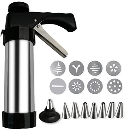 BestAlice Spritz Kit de presse à biscuits pour la pâtisserie, ensemble de presse à biscuits avec 8 disques à biscuits et 8 douilles, machine à biscuits et décoration