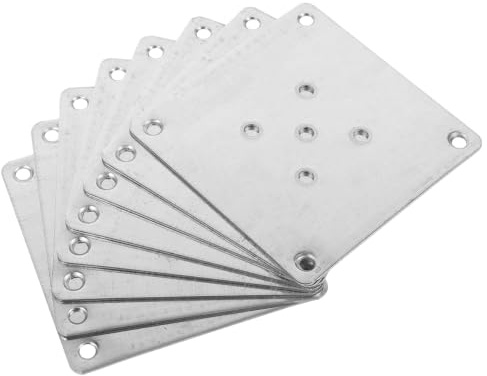 WHAMVOX 8Pcs Flat Metal Mounting Plates for Furniture Legs 5-Hole Zinc Plating Connectors for Easy Installation and Wobbly Furniture Fix