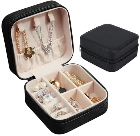 GZQINGYONG Portagioie piccolo astuccio per le donne delle ragazze,Organizzatore di gioielli portatili,Portagioie da donna piccolo organizzatore di catena di gioielli da viaggio per anelli, orecchini