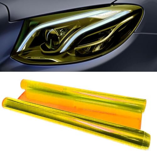 Scheibentönungsfolie Auto 120 * 30cm Scheinwerfer Folie Wasserdicht Auto Scheinwerfer Folie Tönungsfolie Nebelscheinwerfer Tint Film for Car Rear Lights Fog Lights Headlight Film Gelb