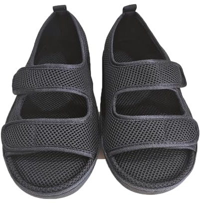 Generico Scarpe Diabetiche Extra Larghe, Sandali Ortopedici, Scarpe Larghe per Anziani, Scarpe Terapeutiche Unisex per Piedi Sensibili (nero, Sistema Taglie Calzature EU, Adulto, Numero, Larga, 45)