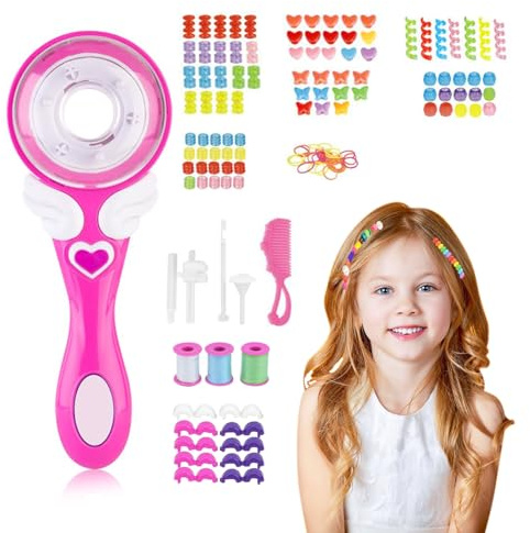 23GUANYI Haarflechtmaschine Haarschmuck Mädchen, Haare Flechten Maschine, Elektrische Braiding Device Kreatives Mode Make up DIY Magic Hair Styling Tools, Mädchen 3-14 Jahr (Rosa)