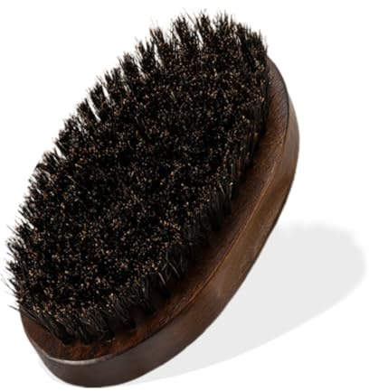 Spazzola da barba ovale, Spazzola lisciante antistatica per barba, Setole Naturali di Cinghiale, uomini Strumento per la cura dei capelli del viso, Domina e Modella la Barba, design compatto