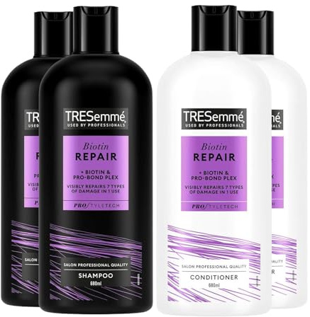 TRESemmé 2x Shampoo & 2x Conditioner Bundle 680ml Each | Biotin Repair Hair Care Set | Strengthening & Nourishing Formula with Biotin & Pro-Bond Complex for Damaged, Weak, Breakage-Prone Hair