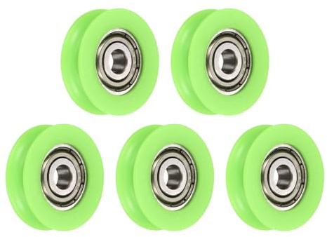 QUARKZMAN 5 stycken U-formade styrlager av nylon, 5 x 23 x 7 mm, U-rullar, rullhjul, (grön)