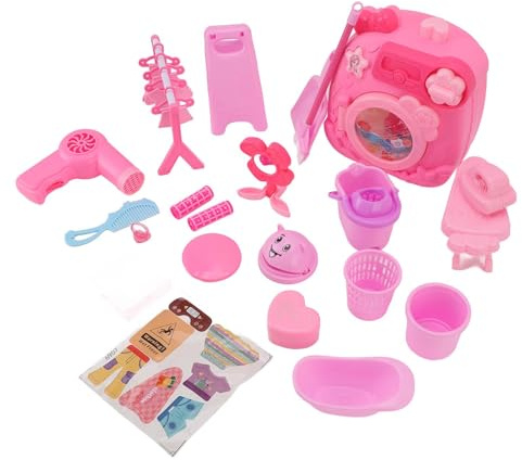 Alomejor Mini Jouet de Machine à Laver, Ensemble de Jeu de Simulation de Tambour pour Enfants avec Un Design Réaliste pour L'apprentissage des Compétences de Nettoyage et Le Développement