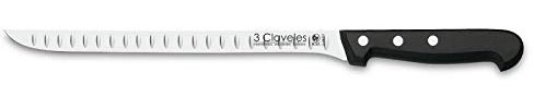 3 CLAVELES Cuchillo Jamonero Alveolado 24 cm (RIV001)
