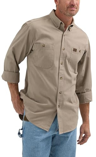 Wrangler Riggs Workwear Chemise de Travail à Manches Longues pour Homme, Kaki, M
