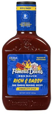 Famous Dave's Rich & Sassy Original Recipe BBQ Sauce 1 x 567g Bottle American Import