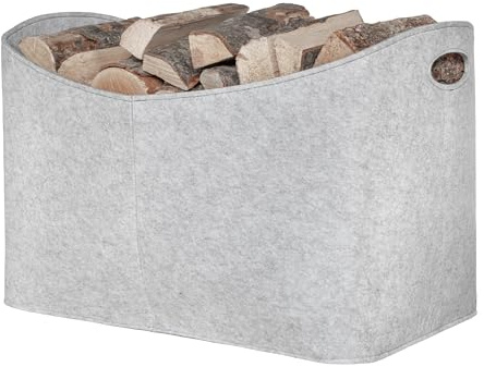 Rubberneck Borsa per tronchi in feltro XXL - Stoccaggio per legna da ardere, riviste, 63 x 40 x 42 cm (grigio)