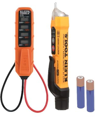 Klein Tools NCVT3PKIT Electrical Test Kit, Dual-Range Non-Contact Voltage Tester with Flashlight, AC/DC Voltage Tester