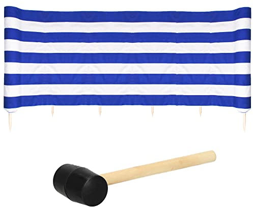 SPRINGOS Windschutz Sichtschutz inkl. Gummihammer 75 x 600 cm Paravent Strand Streifen-Muster