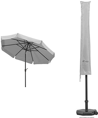 Schneider Sonnenschirm Orlando, silbergrau, 270 cm rund, 783-14, Gestell Alu/Stahl, 5.7 kg Schutzhülle für Sonnenschirme bis 300 cm Ø, 821-00, silbergrau, 177 x 26/34 cm, 0.3 kg