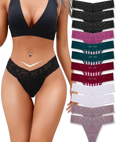 BeReady Tangas Mujer Pack Tangas Sexy para Mujer Encaje Suave Tanga Mujer Algodón Elástico Thong Ropa Interior Mujer