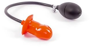 Rubberfashion Latex Butt Plug - Mini Ball - aufblasbarer Analplug mit Pumpe für Frauen und Männer 7,5 x 4 cm rot 0.8mm ohne festen Kern