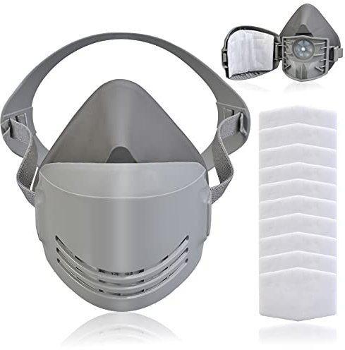 Faburo Dust Face Cover, Reusable Half Face Cover with 10 Replaceable Filter Cotton, Safety Protection Face Cover Suitable for Dust, Painting, Welding, Decoration, Woodworking