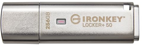 Kingston IronKey Locker+ 50 USB Stick XTS-AES-Verschlüsselung für Datenschutz mit automatischer USBtoCloud Sicherung-IKLP50/256GB