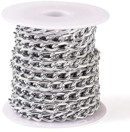 Boutigem Catene a maglia barbazzale in alluminio, 5 m, non saldate, intrecciate, 8 x 5 x 1,5 mm, per collane fai da te e gioielli