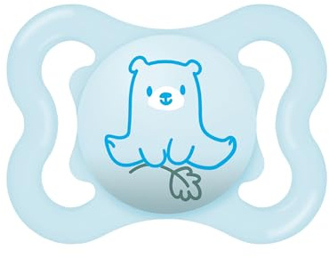 MAM Supreme Ciuccio in Silicone, con Custodia Porta Succhietto, 2-6 Mesi, Azzurro