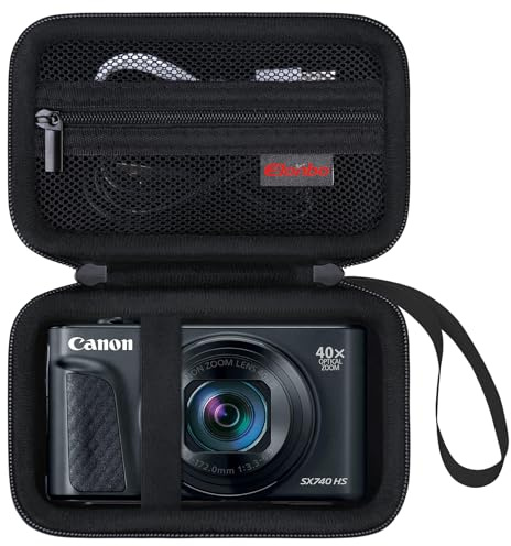 Elonbo Tragetasche für Canon PowerShot SX740/SX730/SX720/SX620 Digitalkamera, 4K Videokamera Travel Storage Cover Tasche Organizer Halter, Mesh Tasche passt Batterieladegerät, Schwarz